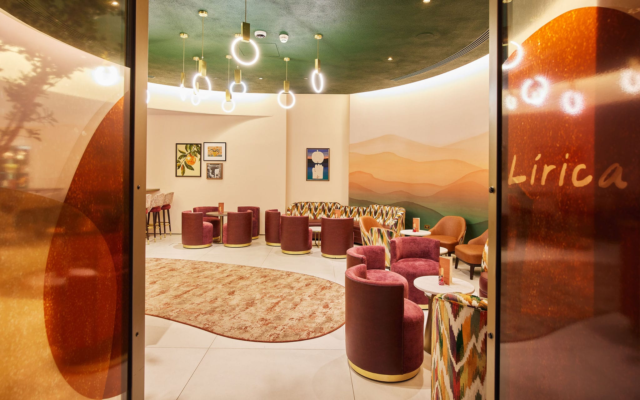 Modern lounge with stylish seating and warm lighting